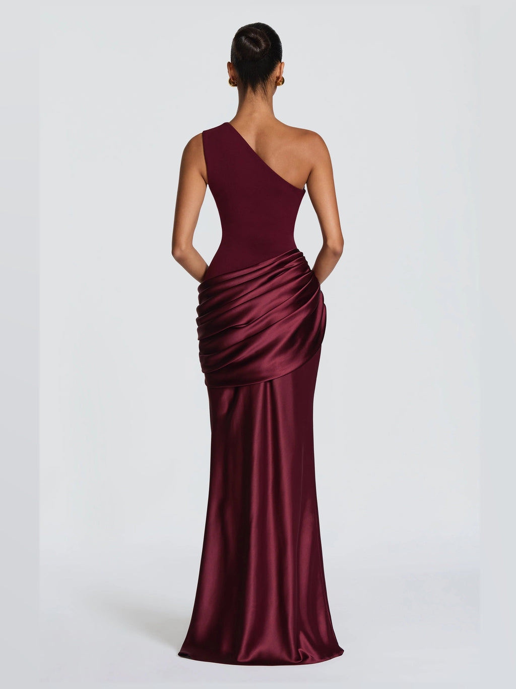Cherry Lacquer formal dress with a-line silhouette and maxi length