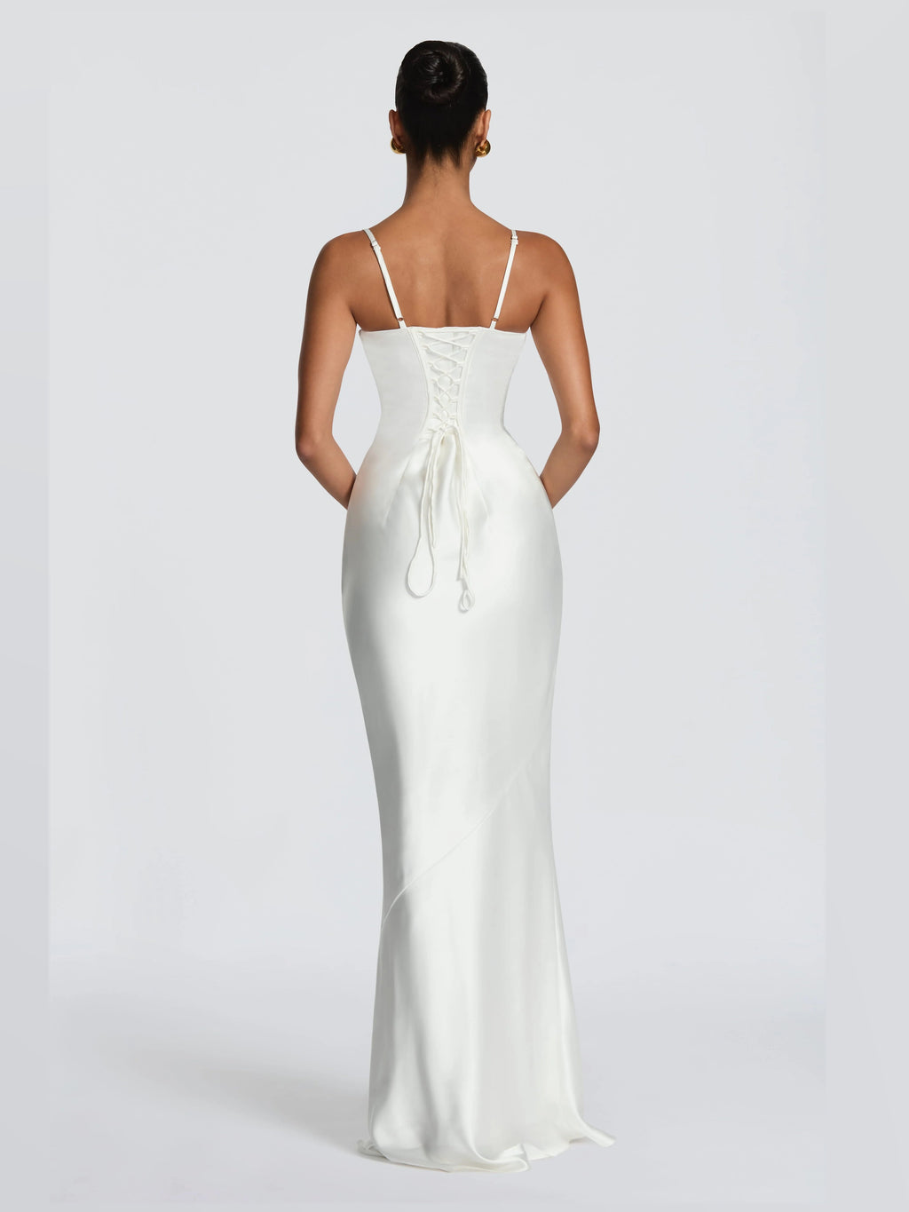 Ivory formal dress with a-line silhouette and maxi length
