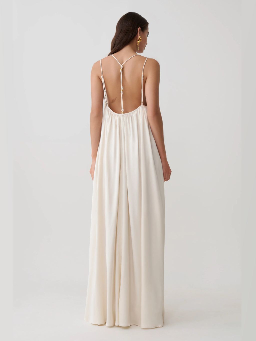 Buttercream formal dress with a-line silhouette and maxi length