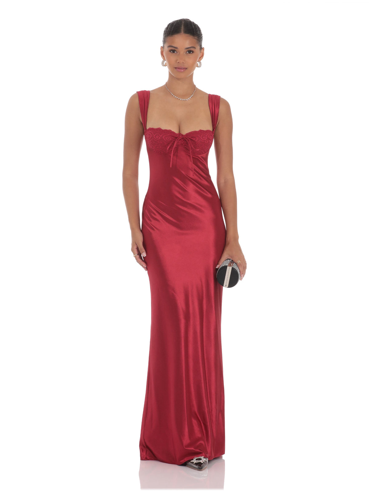 Red bridesmaid dress with a-line silhouette
