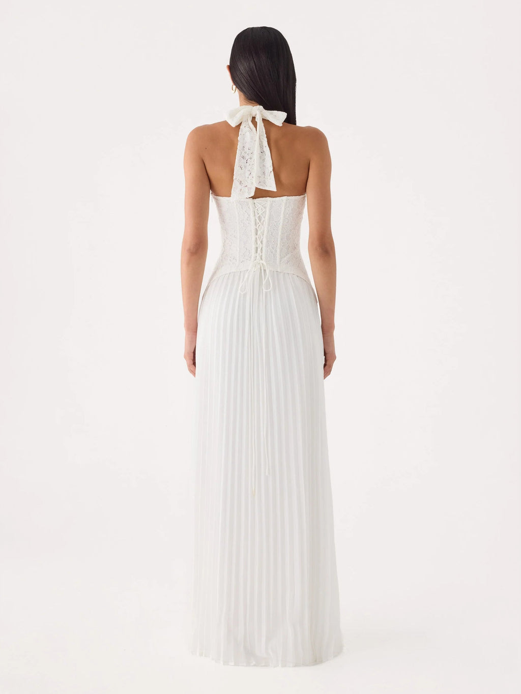 White formal dress with a-line silhouette