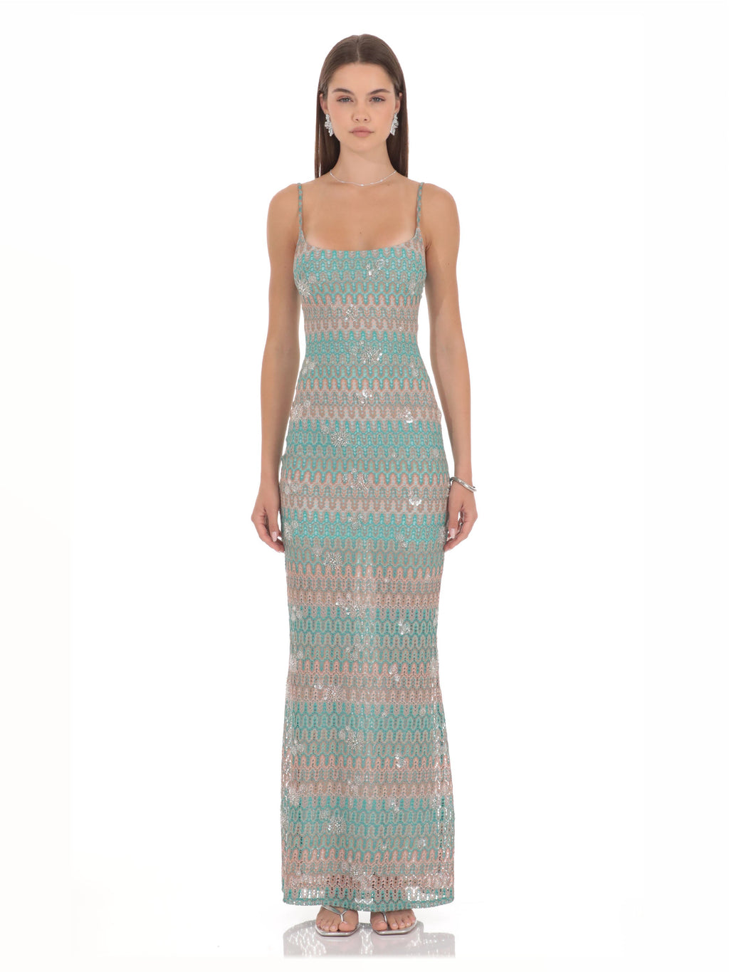 Turquoise bridesmaid dress with a-line silhouette