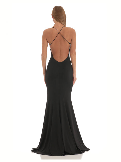 Black bridesmaid dress with a-line silhouette