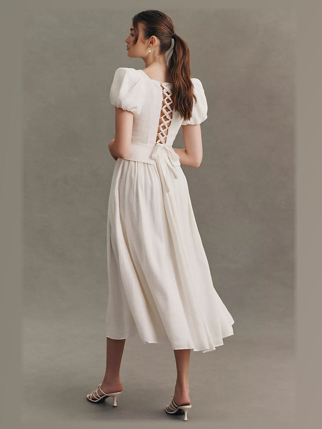 Ivory formal dress with a-line silhouette
