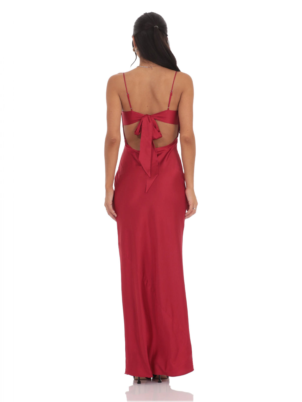 Red bridesmaid dress with a-line silhouette