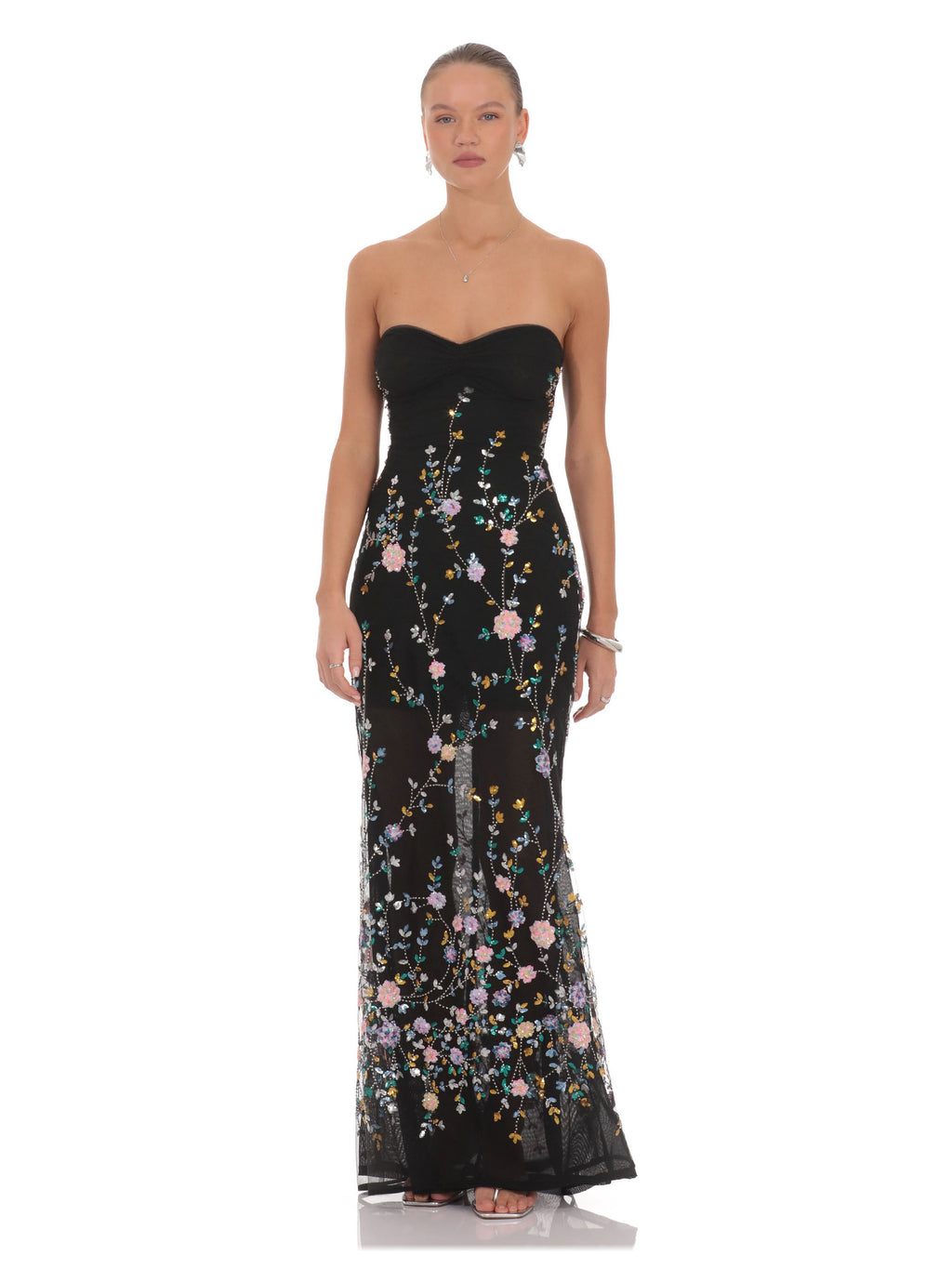 Black bridesmaid dress with a-line silhouette