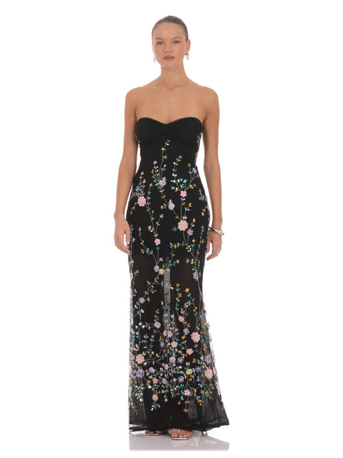 Black bridesmaid dress with a-line silhouette