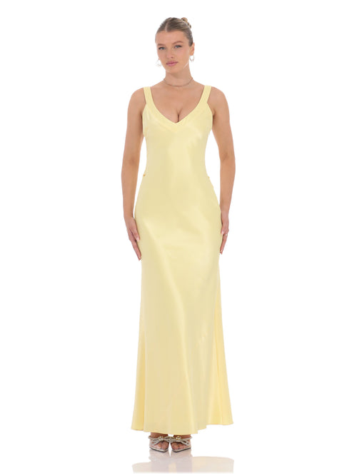 Yellow bridesmaid dress with a-line silhouette