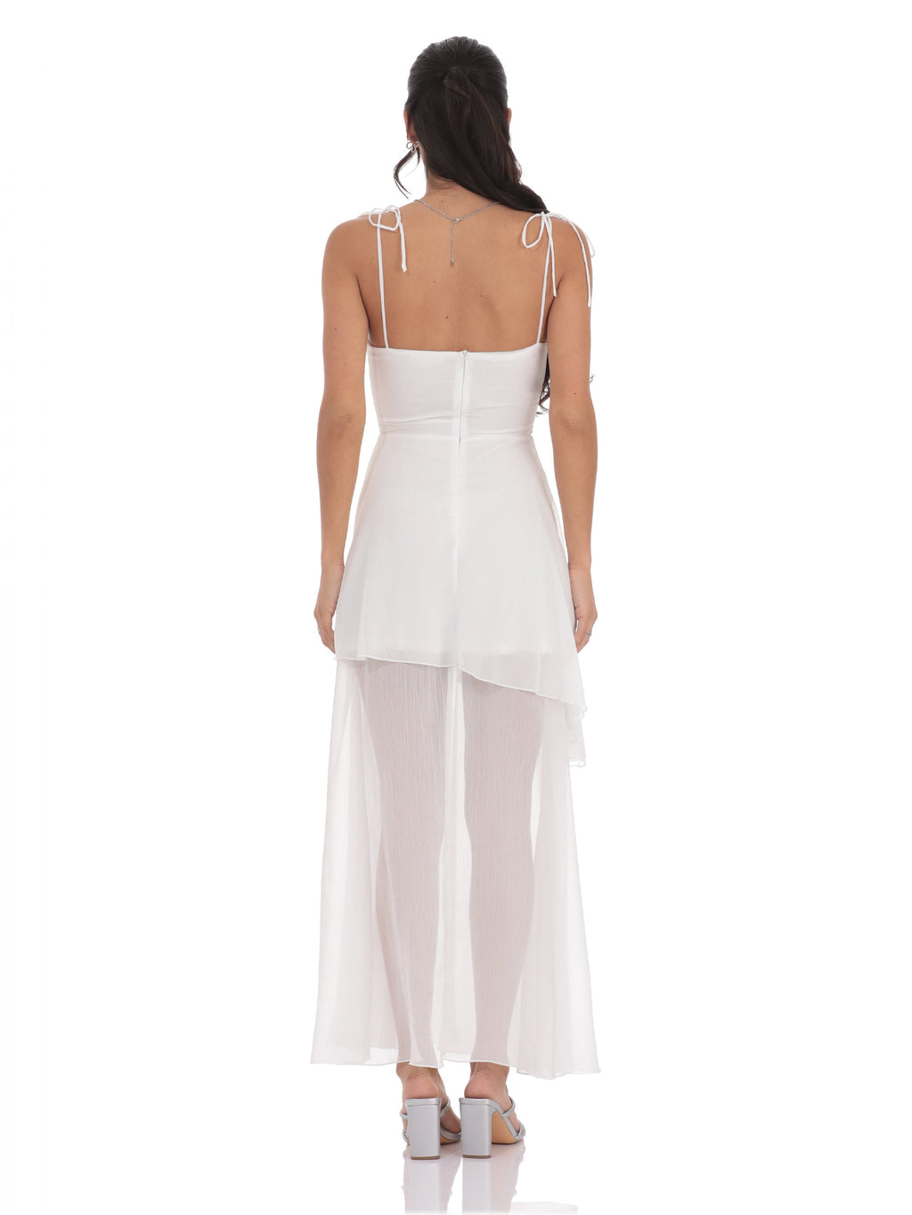 White bridesmaid dress with a-line silhouette