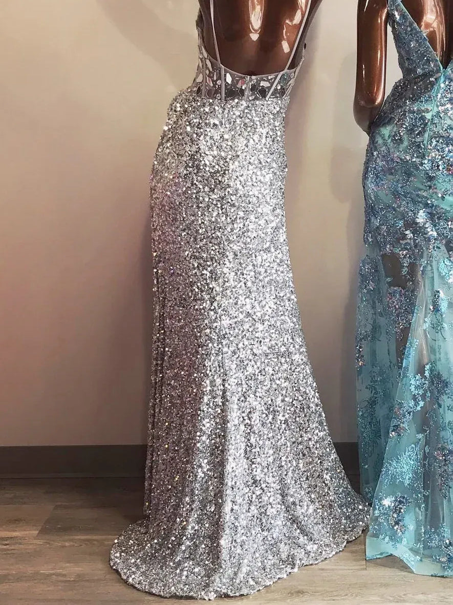 Emerald Green maxi prom dress, alternate view showing the dress shape and hem