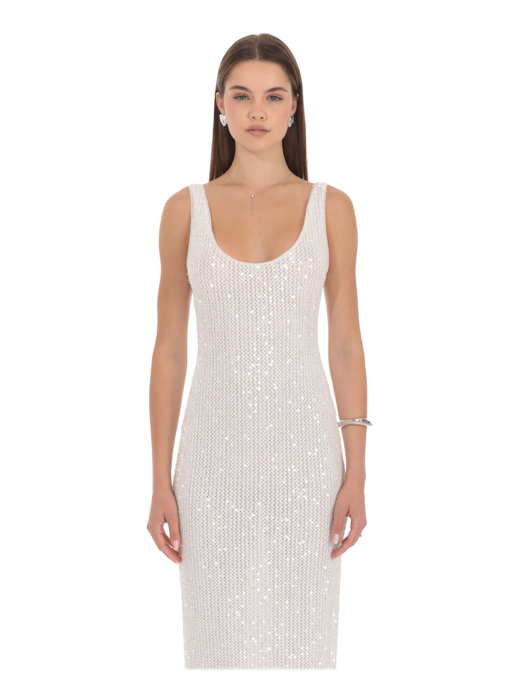 White bridesmaid dress with sequin detailing