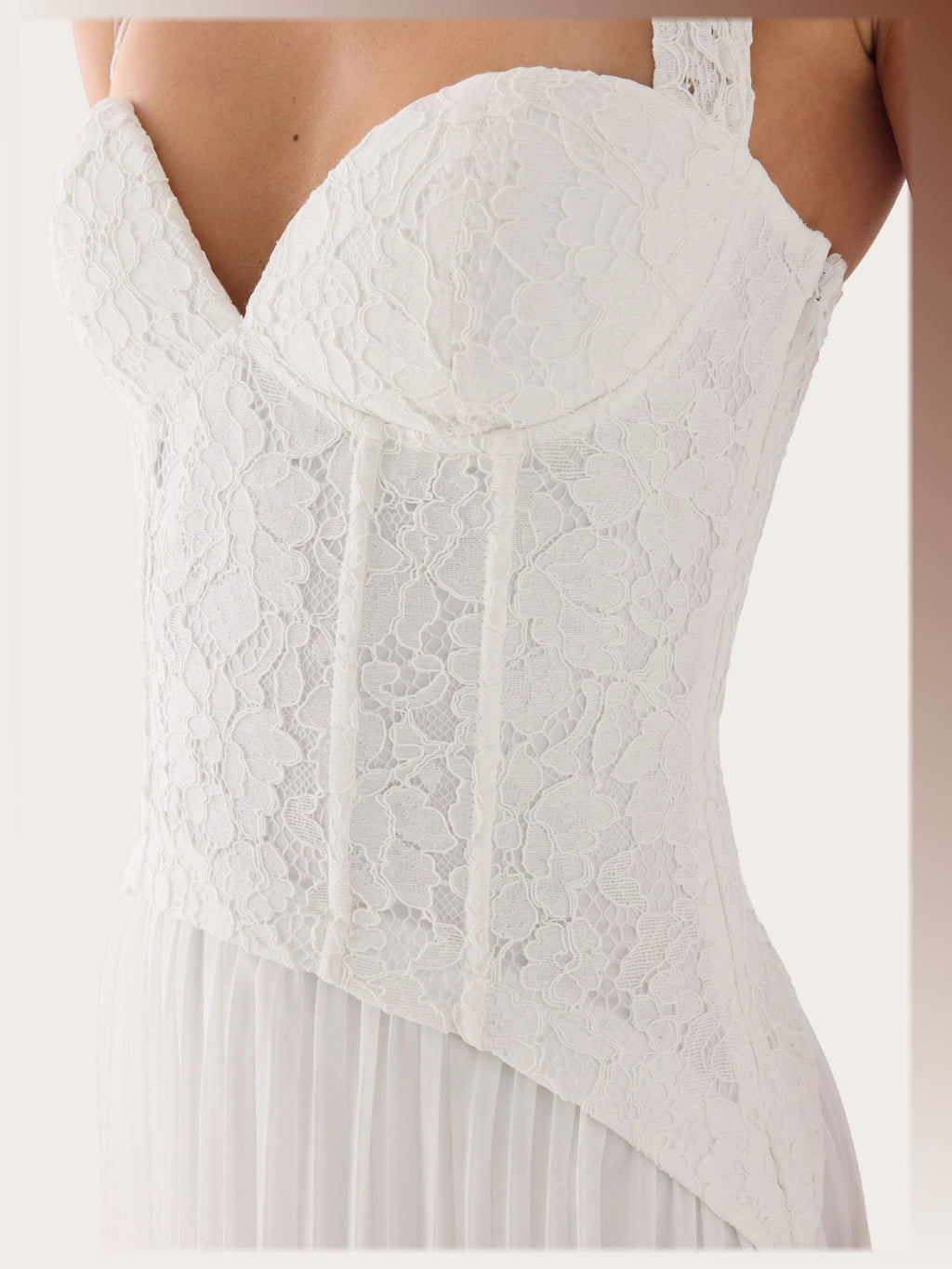 White formal dress with a-line detailing