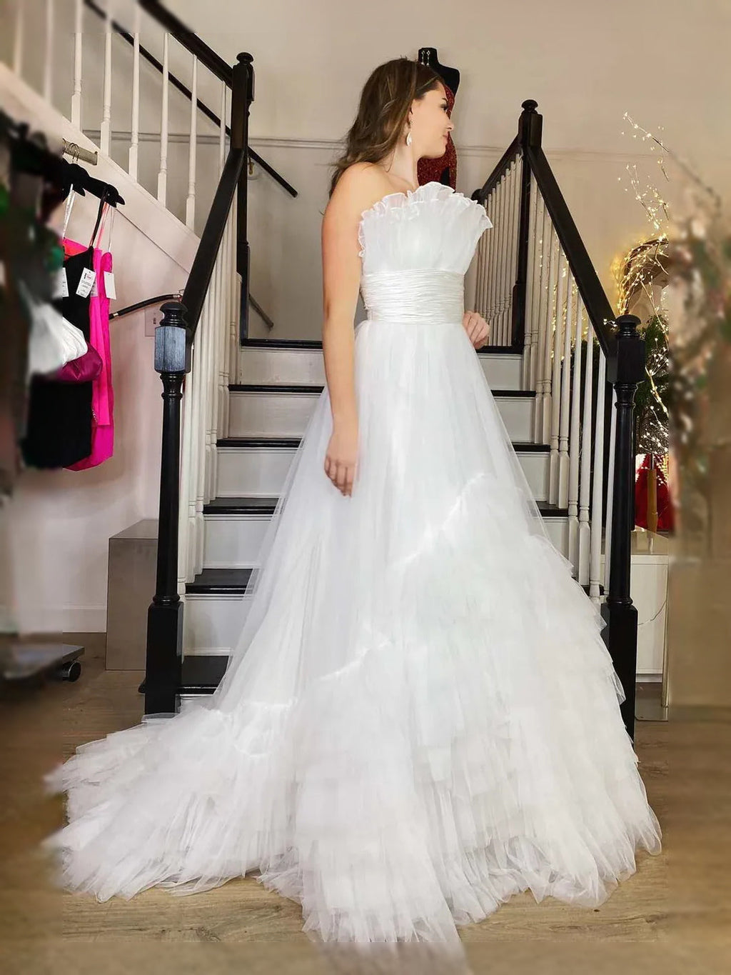 Black maxi prom dress, alternate view showing the overall dress design