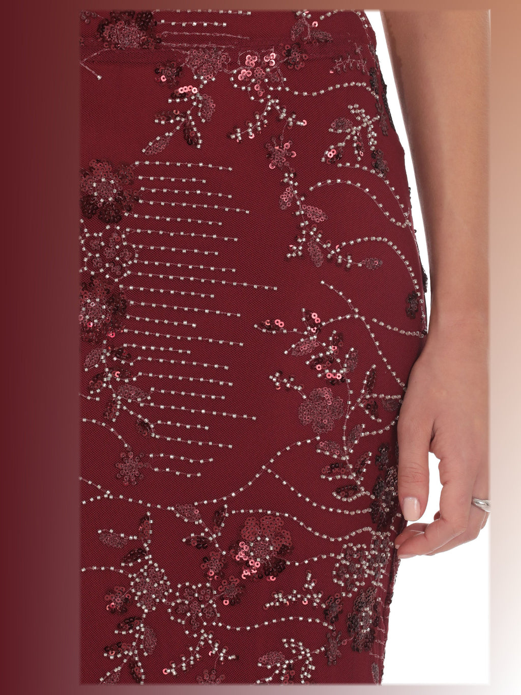 Burgundy bridesmaid dress with a-line shape