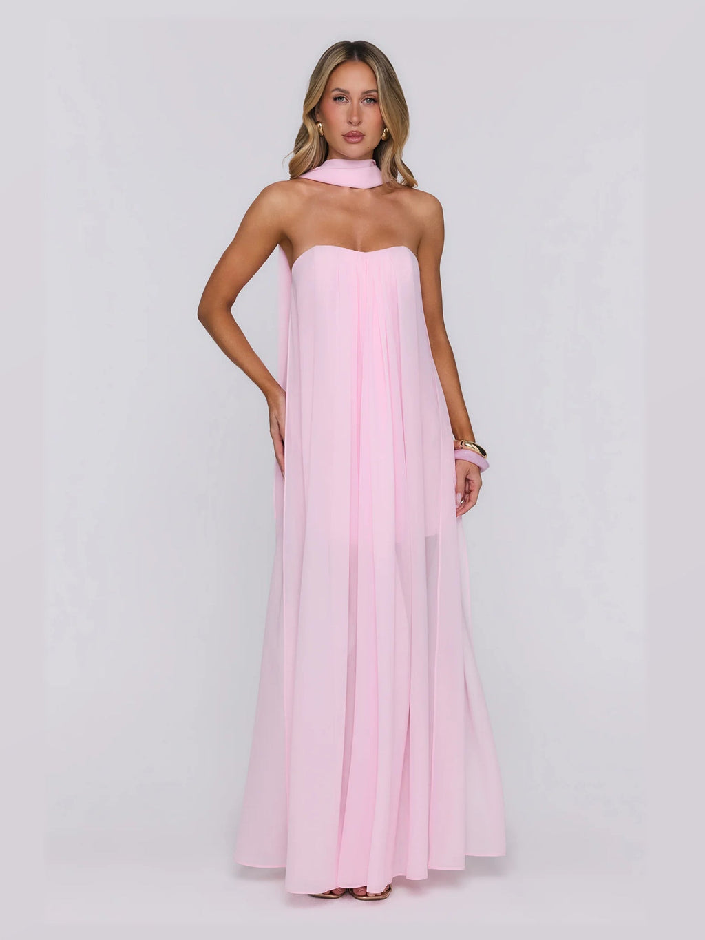 Pink formal dress with a-line shape