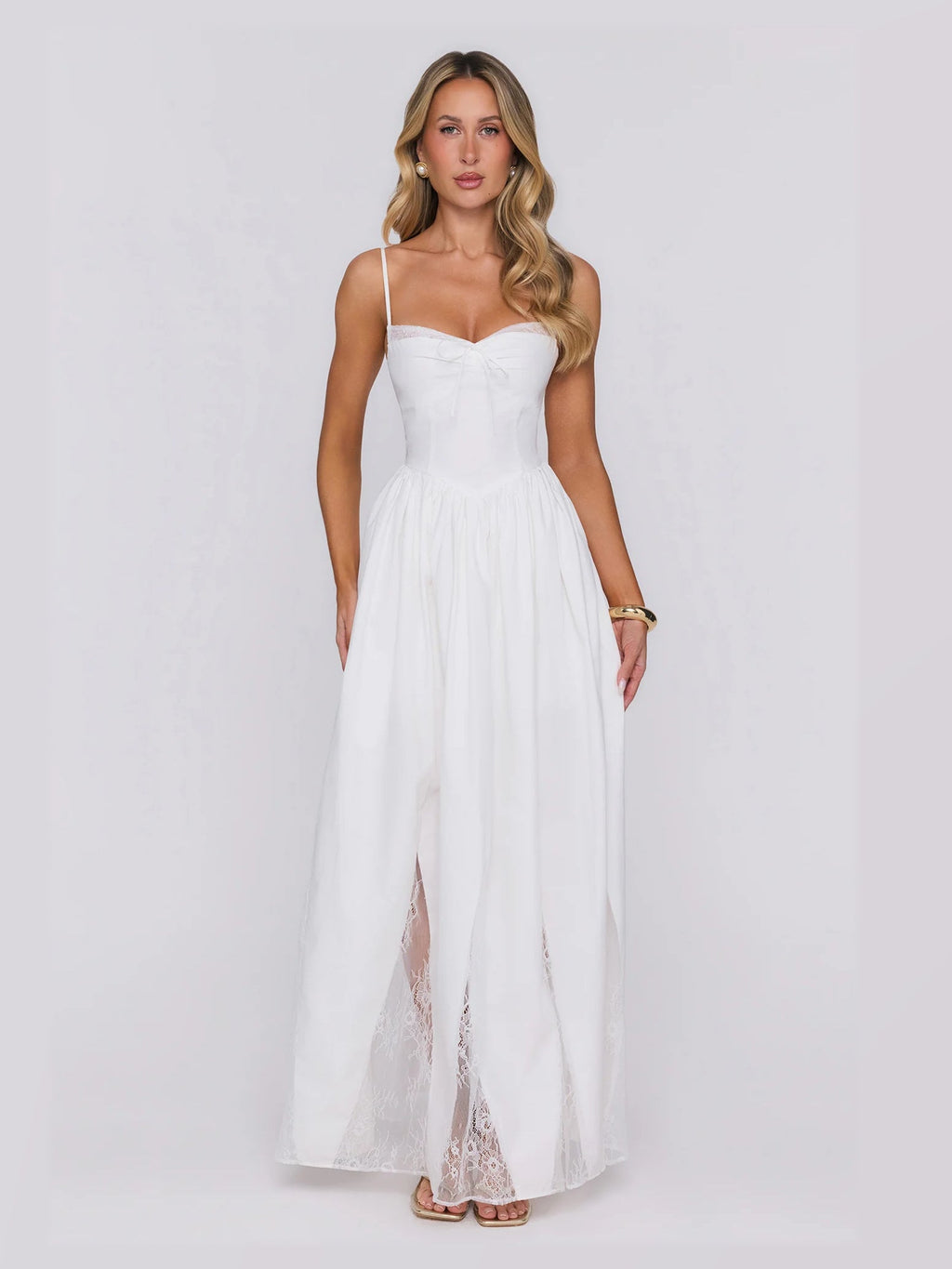 White formal dress with a-line shape