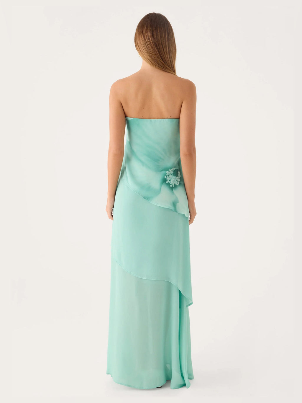 Sage formal dress with a-line shape