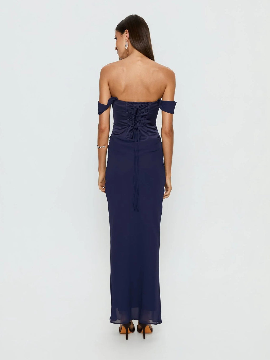 Navy formal dress with a-line shape