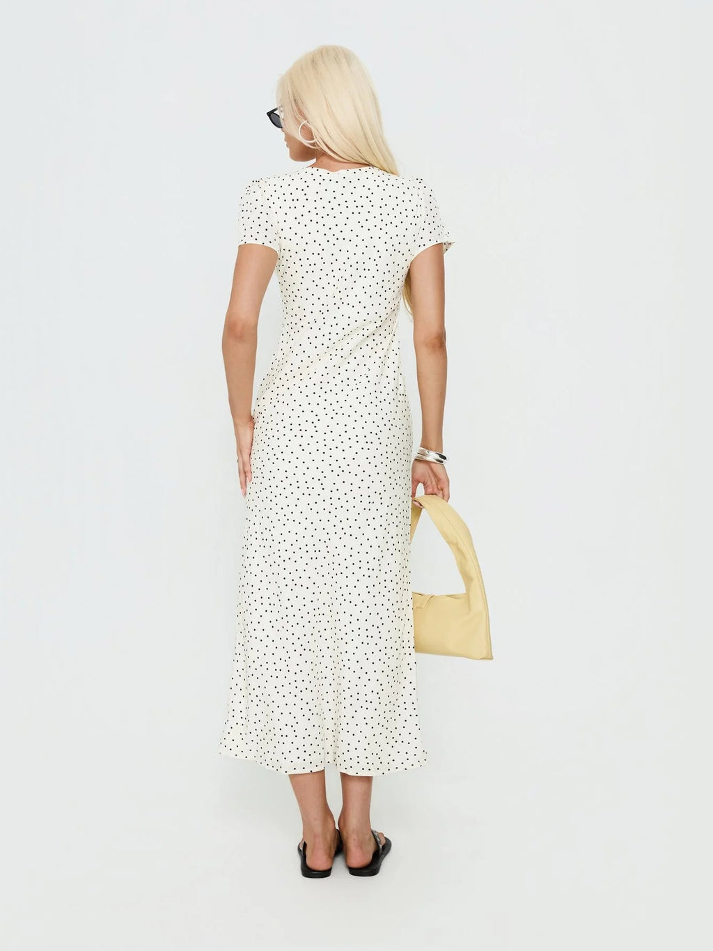 White Polka Dot formal dress with a-line shape