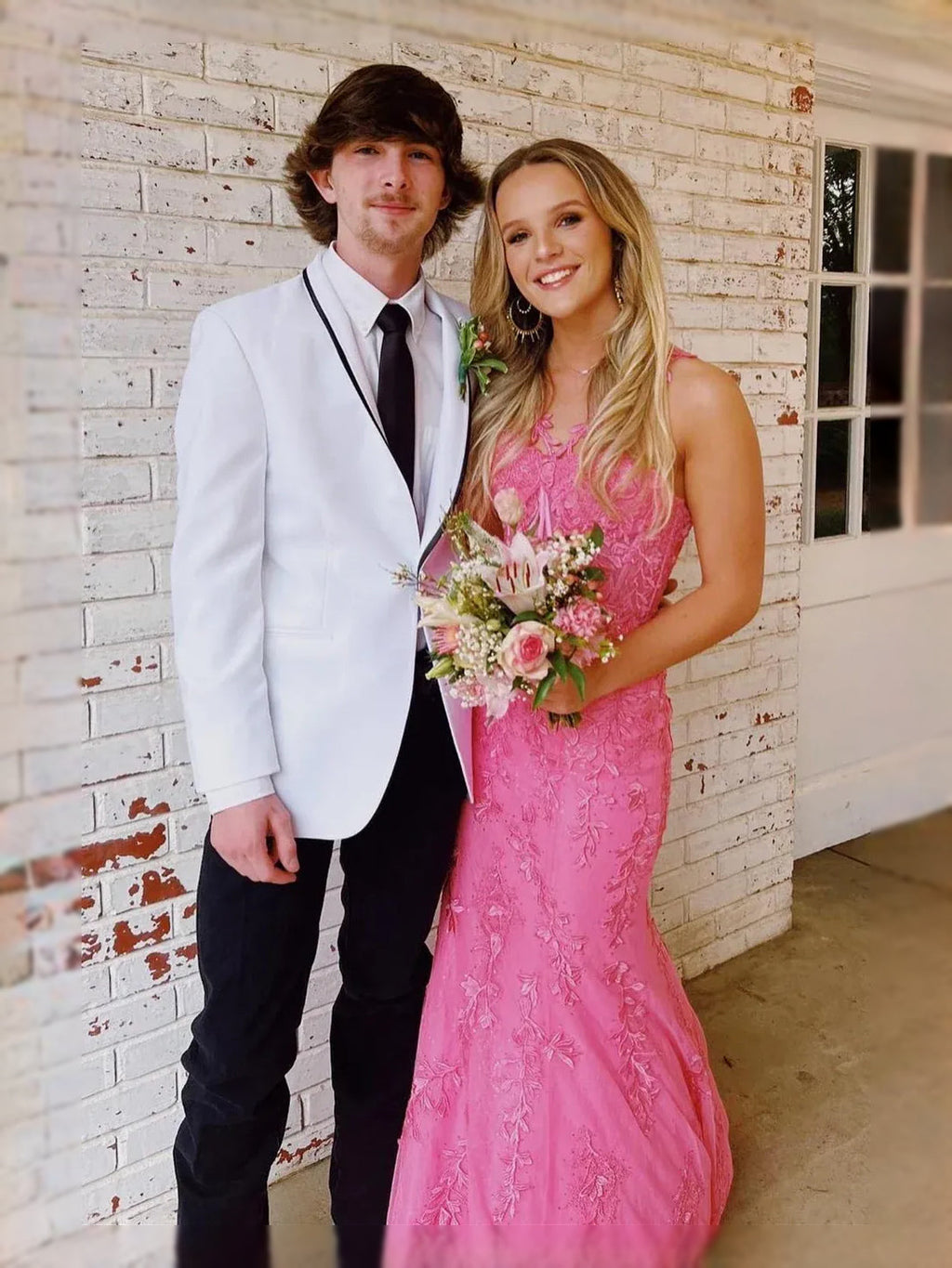Hot Pink floor-length prom dress, alternate view showing the full-length profile