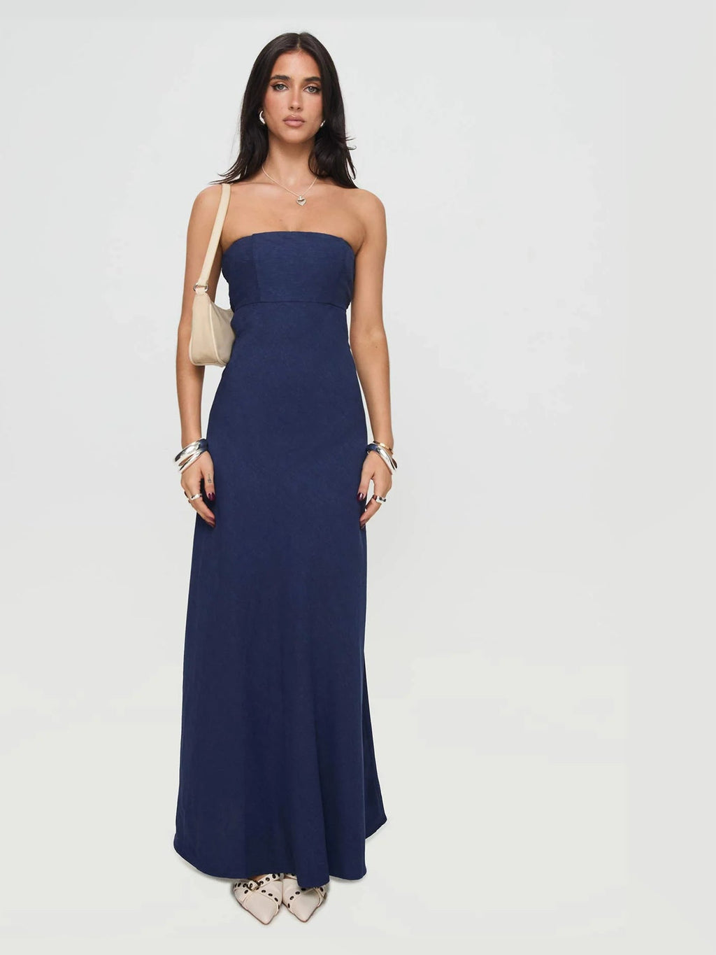 Navy formal dress with maxi formal style