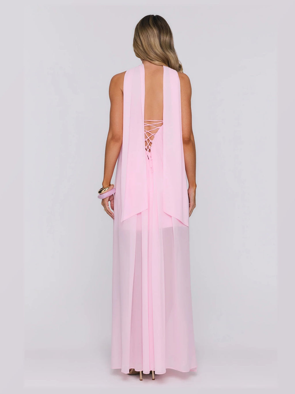 Pink formal dress with maxi formal style