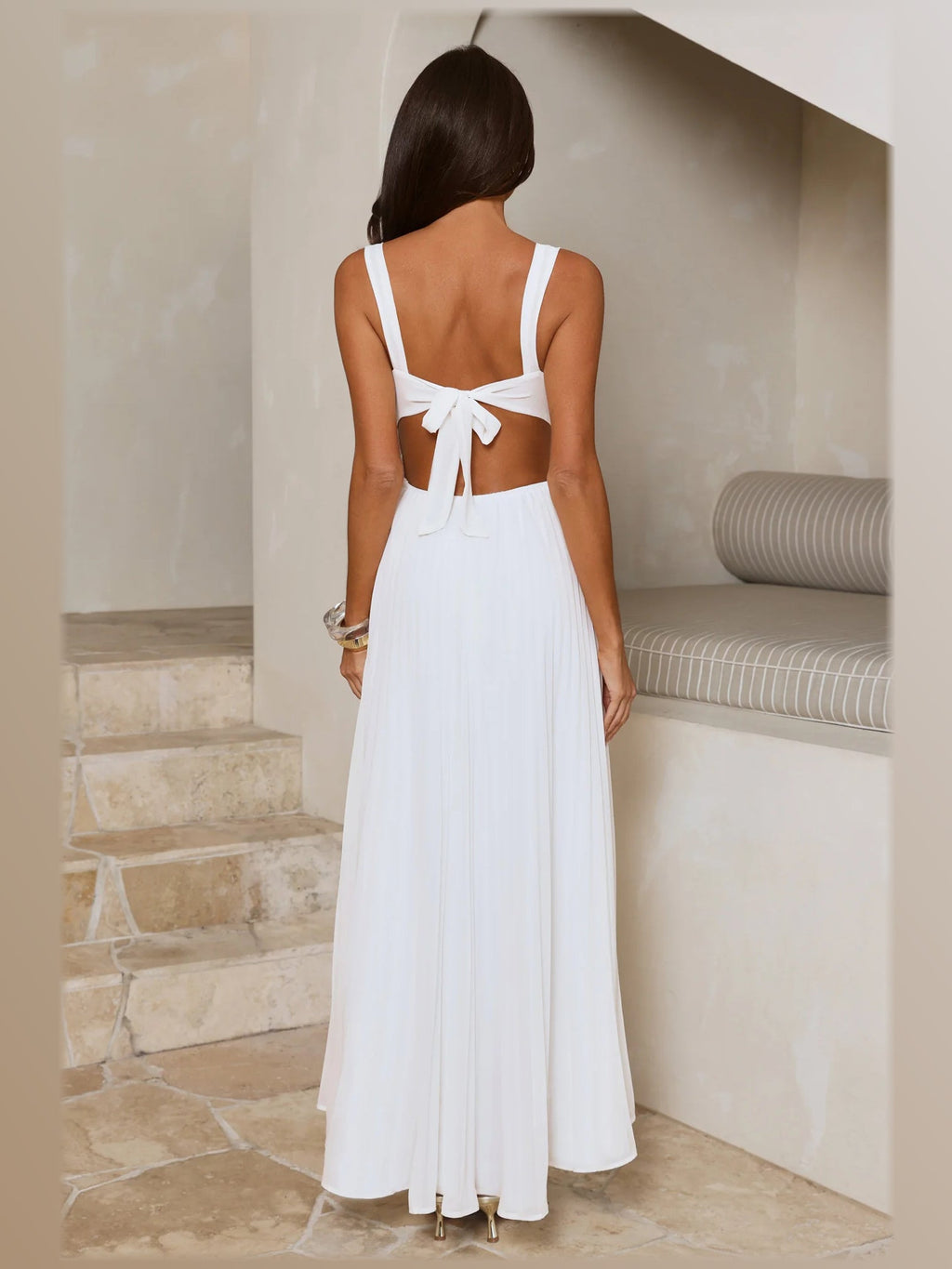 White formal dress with maxi formal style