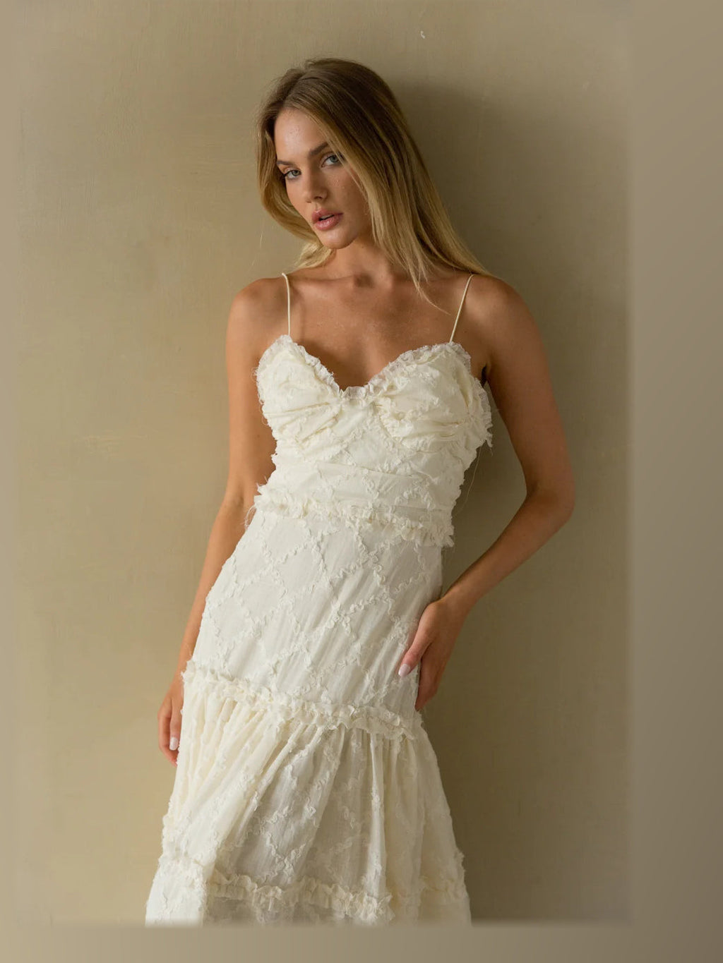 Cream formal dress with maxi formal style