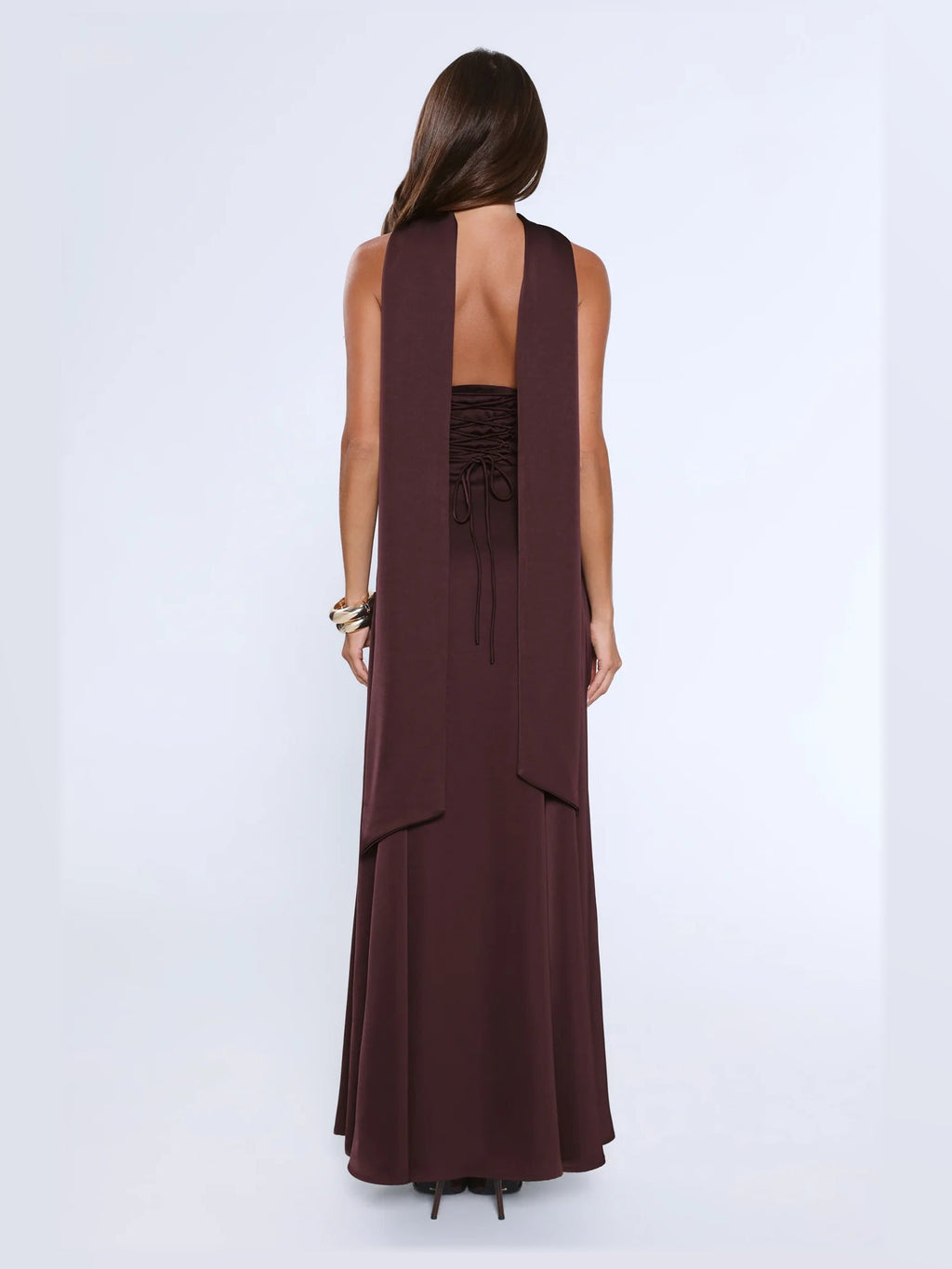 Chocolate formal dress with maxi formal style