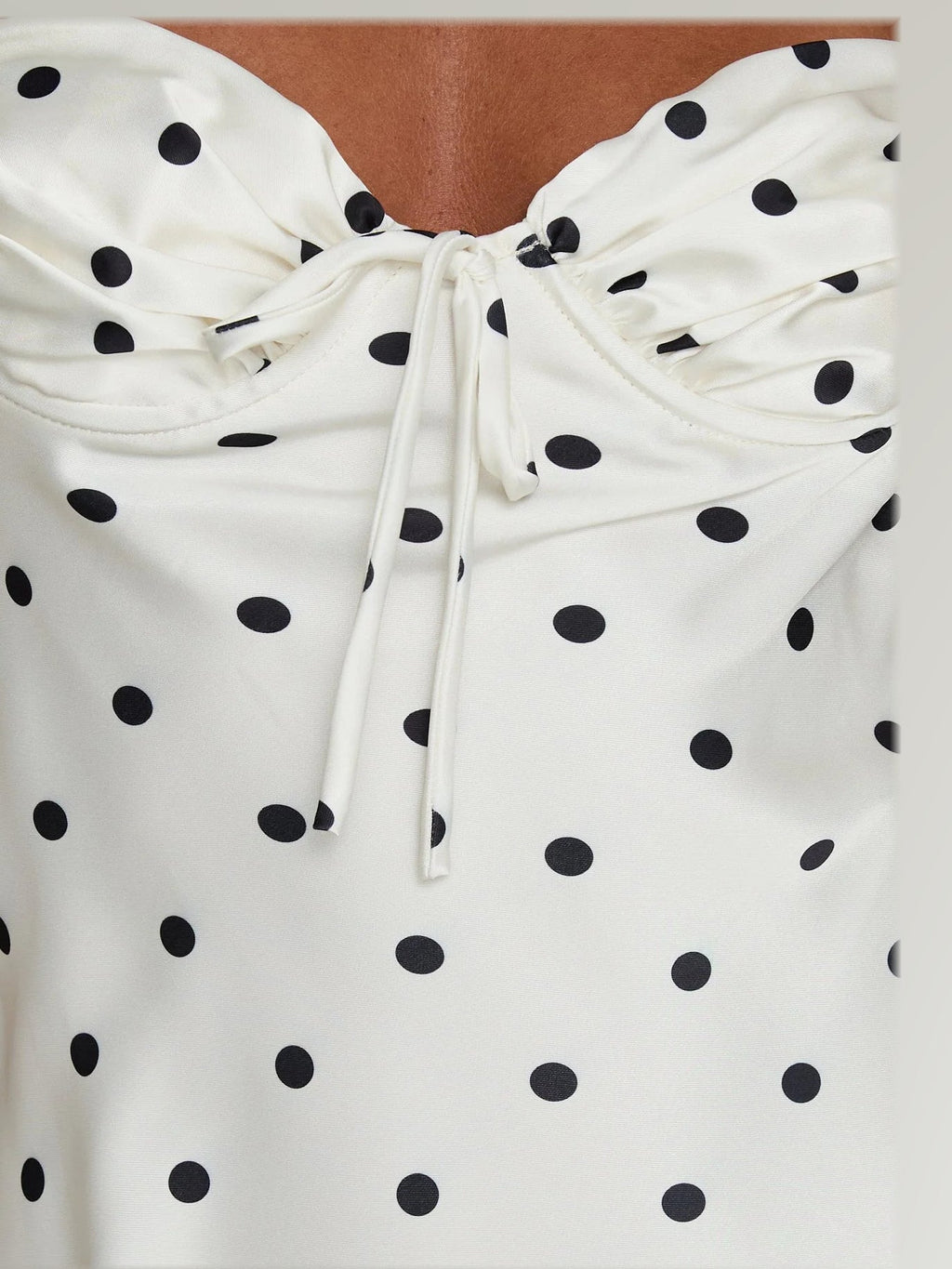 Cream Polka Dot formal dress with maxi formal style