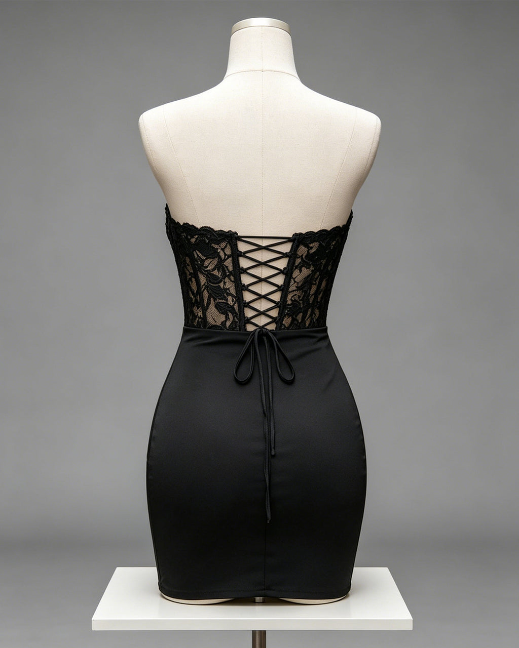 Strapless Lace Corset Bodycon Homecoming Dress - view 2