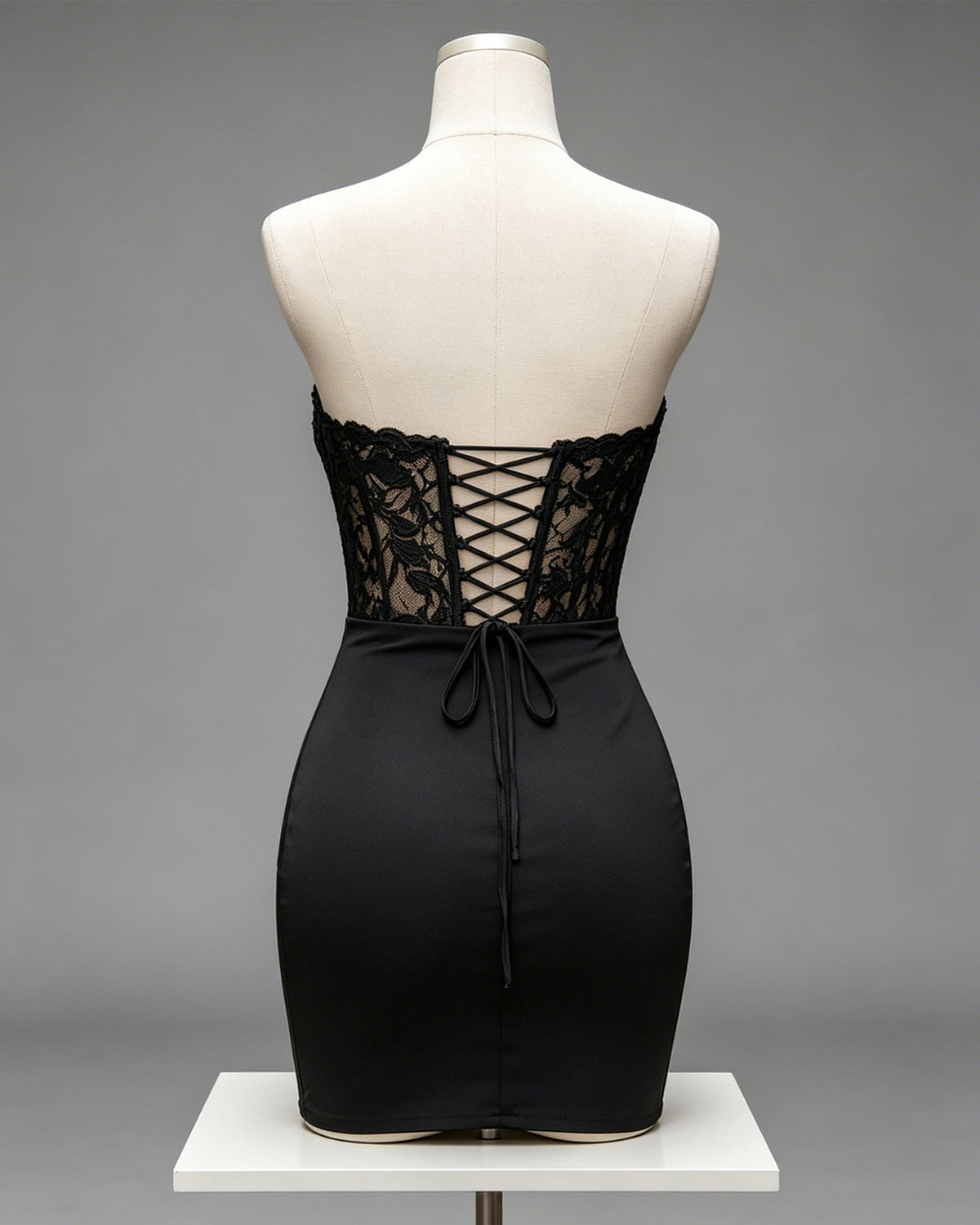 Strapless Lace Corset Bodycon Homecoming Dress - view 2