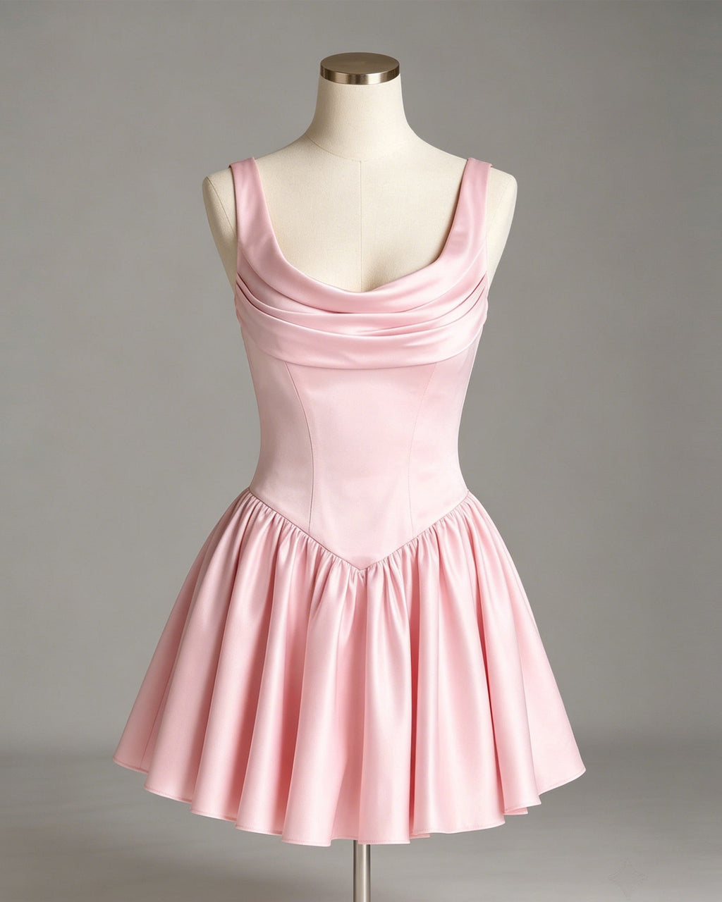 cowl neck satin corset A-line homecoming dress - view 5