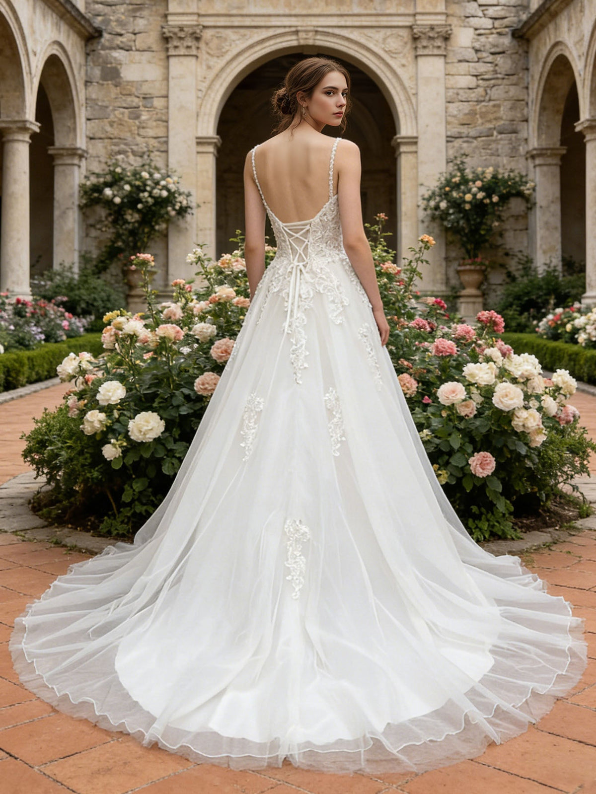 strapless lace tulle ball gown wedding dress with sweetheart neckline - image 6