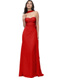 Strapless Chiffon Bridesmaid Dress with Wrapped Bodice and Slit Dress