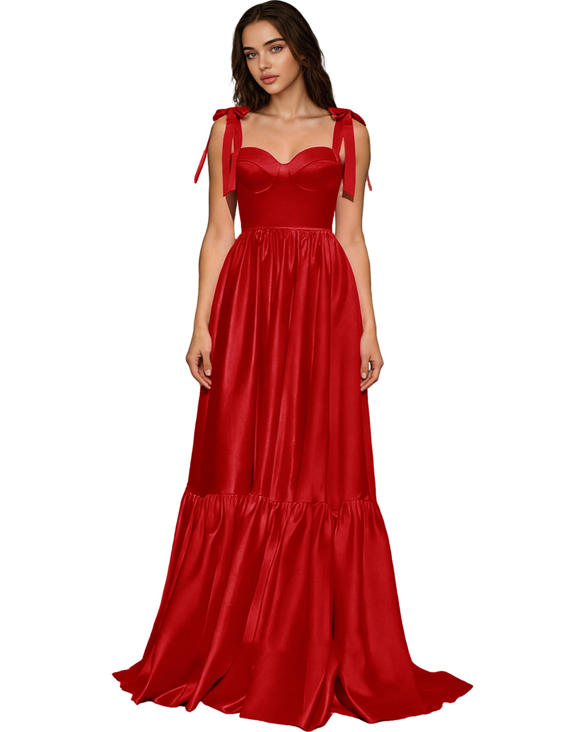 Strapless Black Tulle Ball Gown with Bow Straps and Corset Bodice