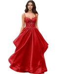 Sweetheart Glitter Tulle A-Line Prom Dress with Layered dress and Corset