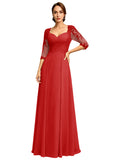 Long Sweetheart Mother of the Bride Dress Lace Jacket Chiffon A-Line Formal Gown