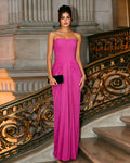 Strapless Column Formal Dress with Draped Waist Detail