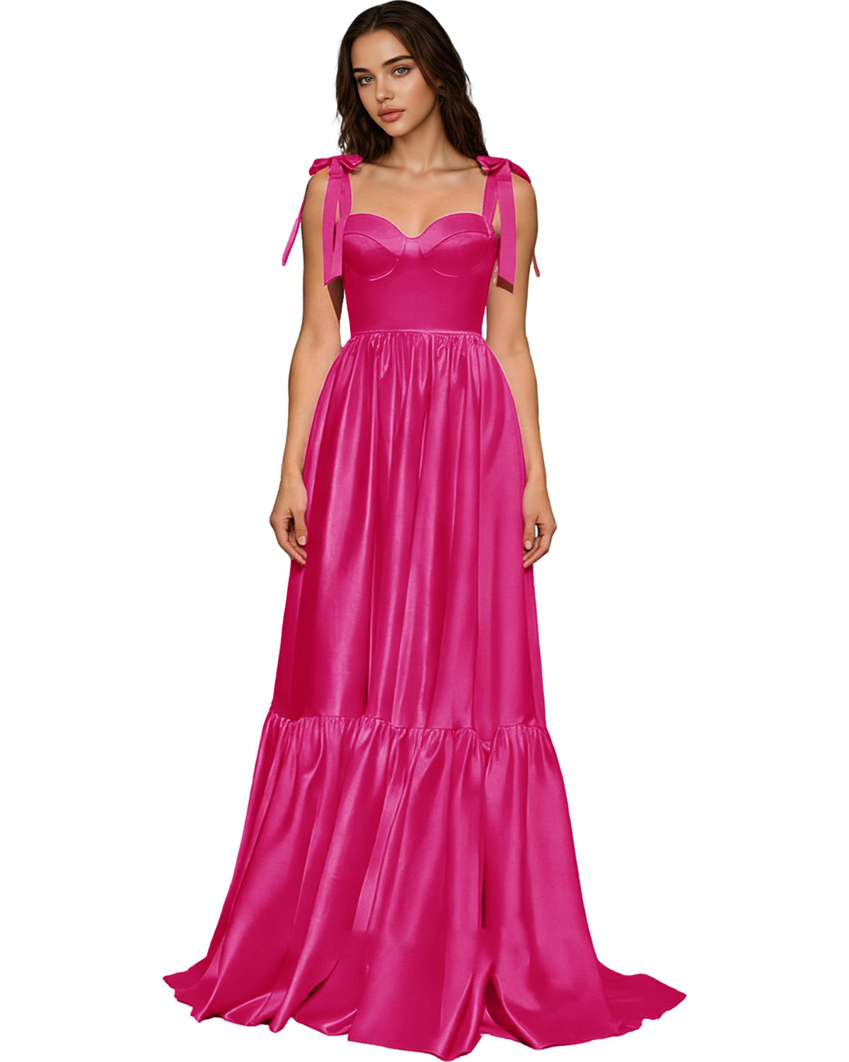 Strapless Black Tulle Ball Gown with Bow Straps and Corset Bodice
