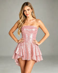 Strapless Sequin High Low A-Line Homecoming Dress