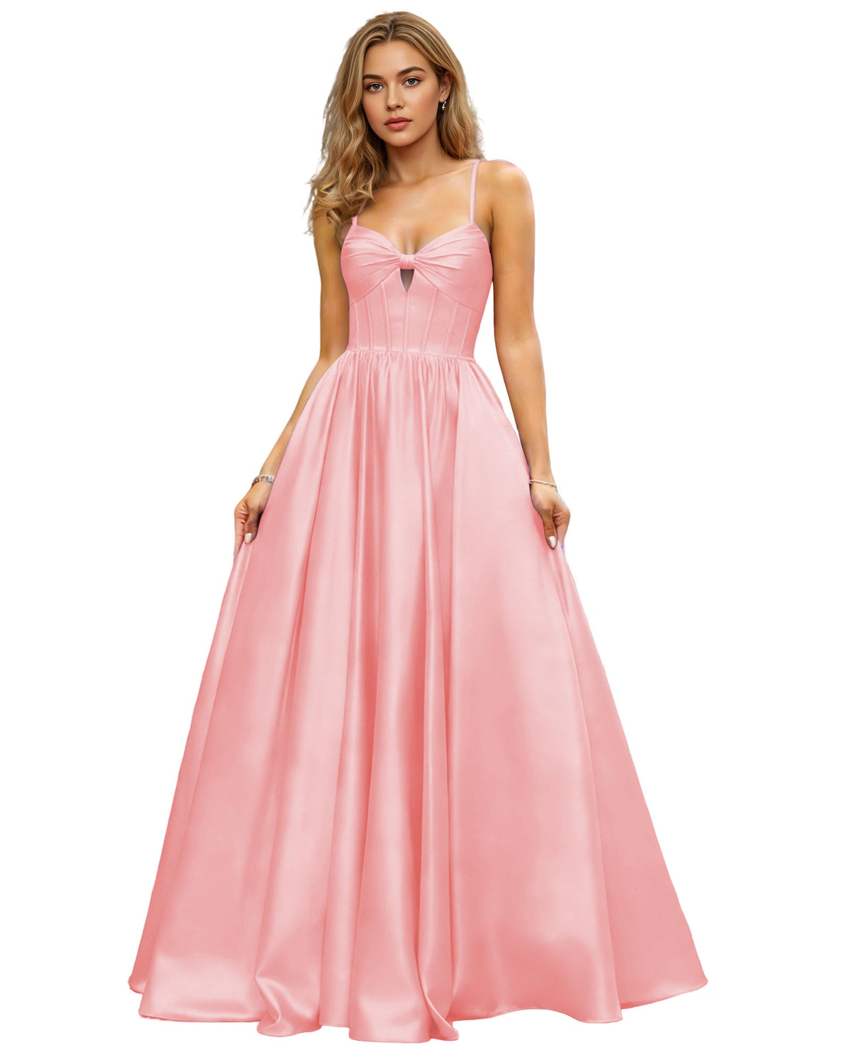 Spaghetti Strap Chiffon Empire Waist Prom Dress with Flowing dress