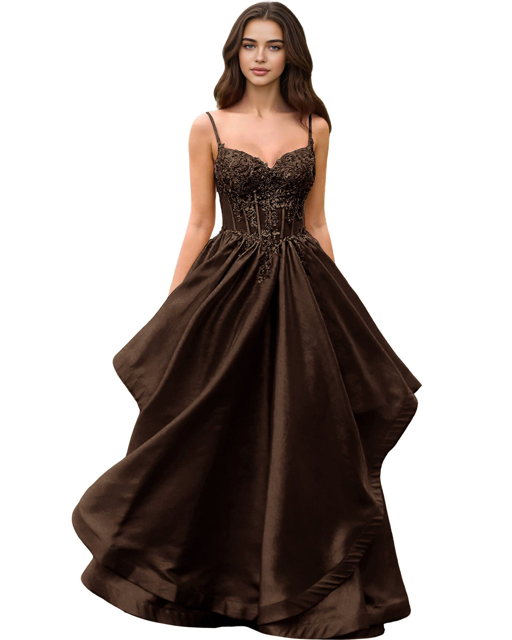 Sweetheart Glitter Tulle A-Line Prom Dress with Layered dress and Corset