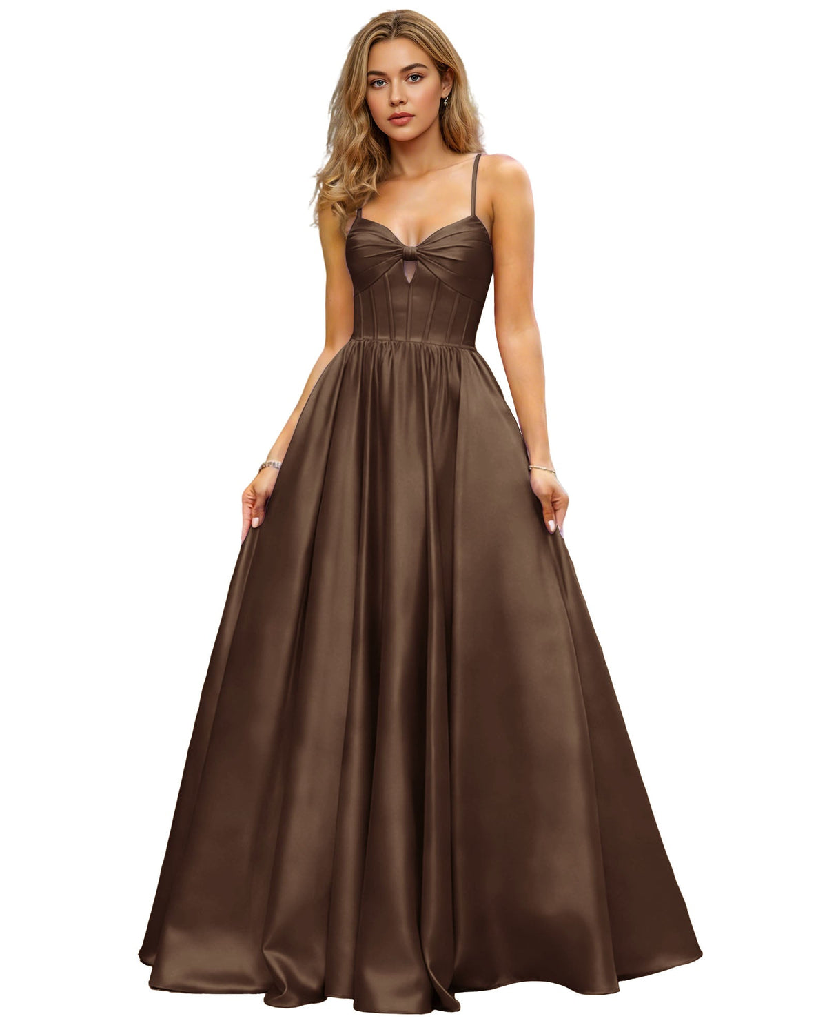 Spaghetti Strap Chiffon Empire Waist Prom Dress with Flowing dress