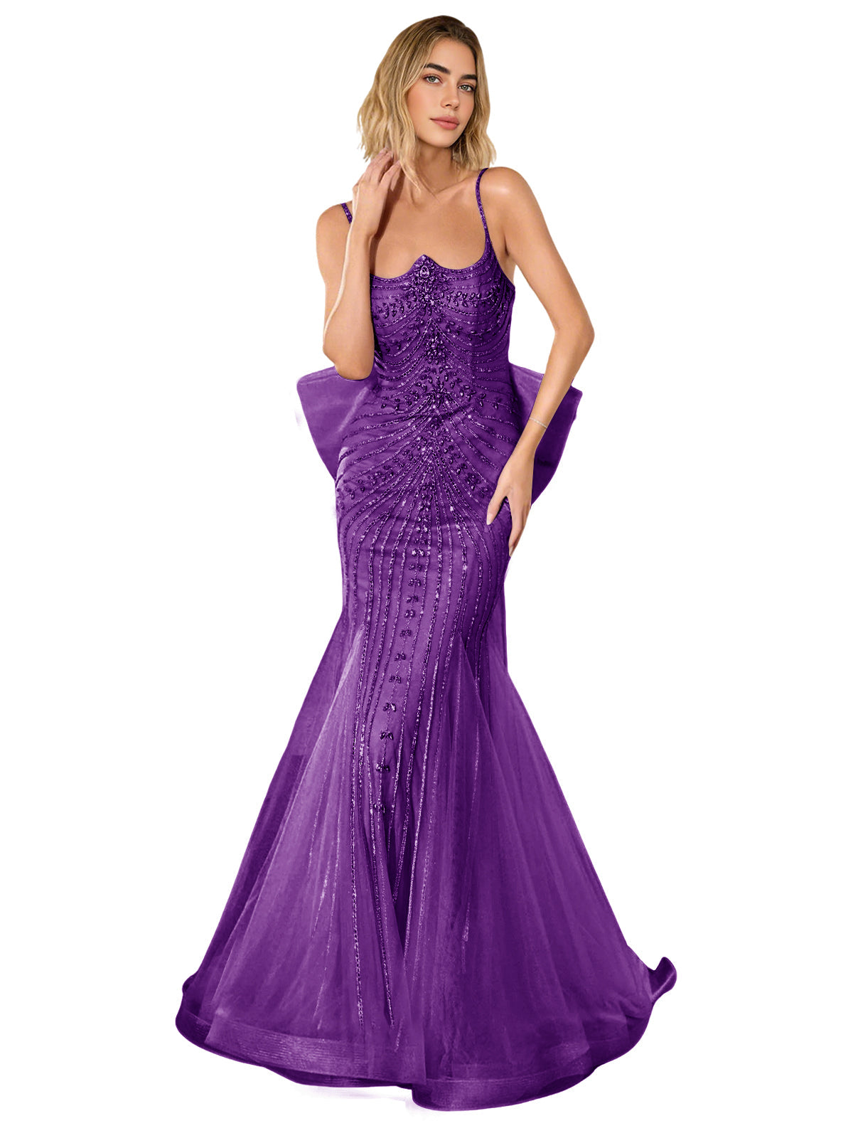 Strapless Lace Trumpet Prom Dress with Corset Back and Sweep Train