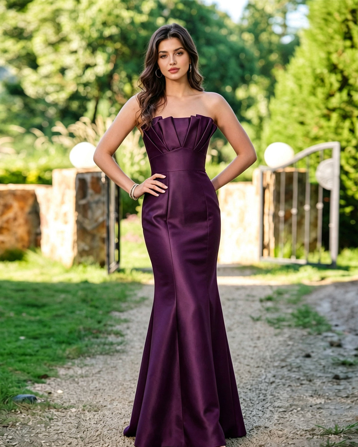 Strapless Pleated Bodice Formal Dress with Mermaid dress