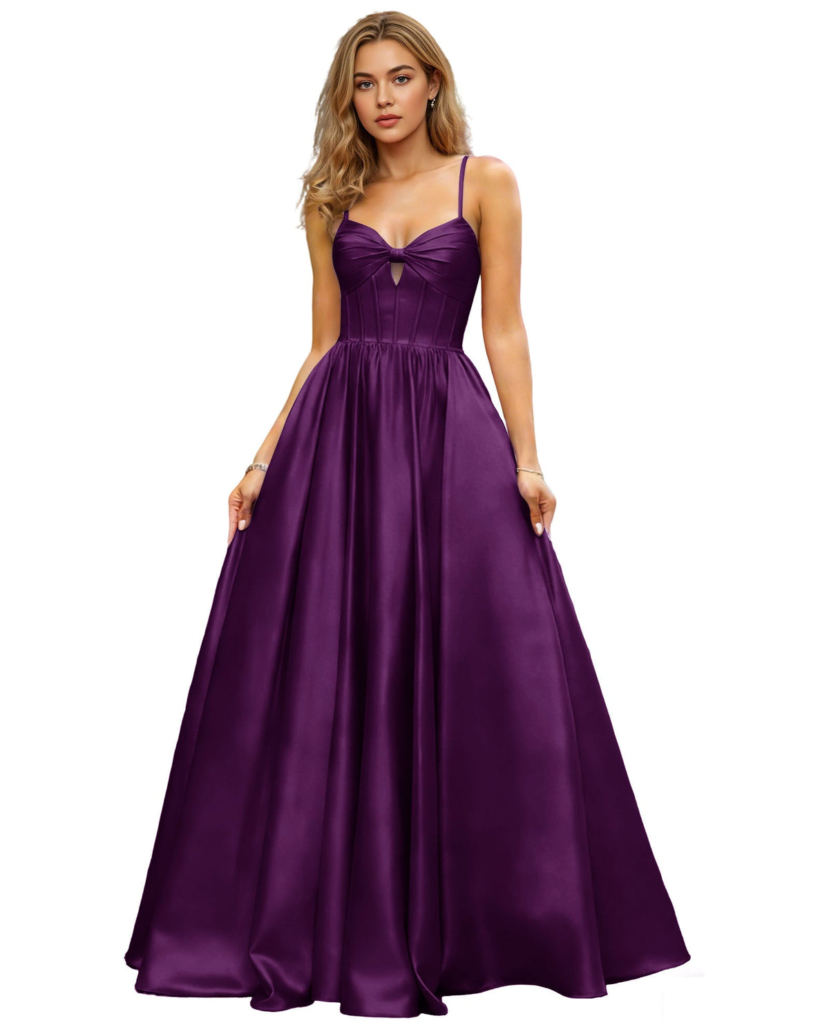 Spaghetti Strap Chiffon Empire Waist Prom Dress with Flowing dress