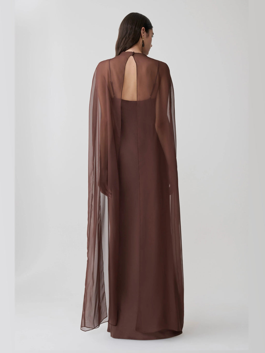Mocha A-Line Maxi Chiffon Formal Dress for Cocktail Reception