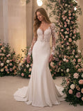 Strapless Lace Mermaid Wedding Dress with Corset Bodice and Train