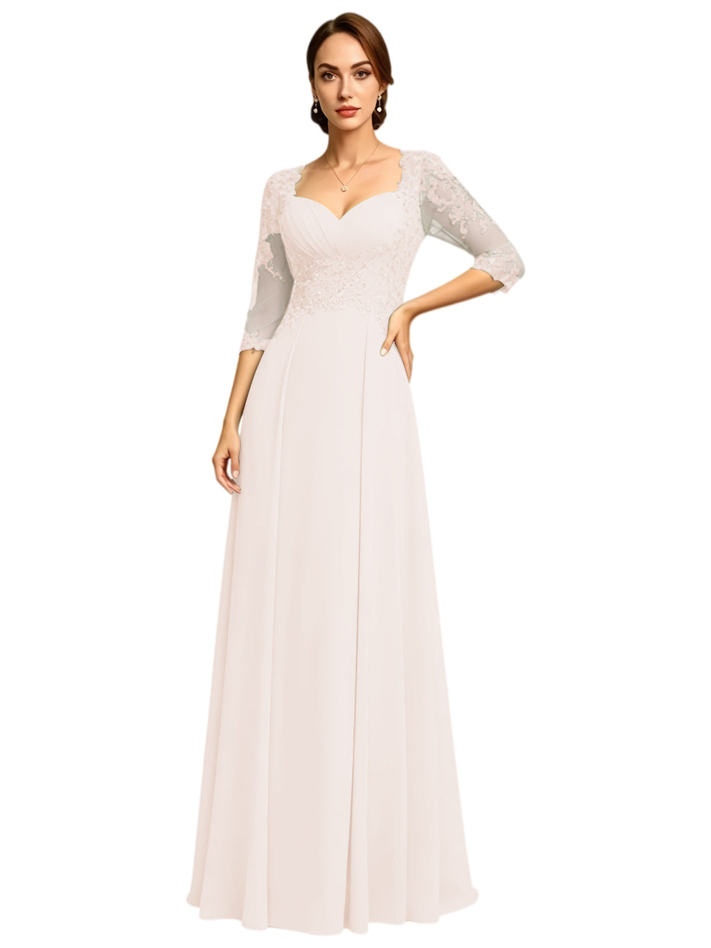 Long Sweetheart Mother of the Bride Dress Lace Jacket Chiffon A-Line Formal Gown